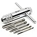 Tonsiki Adjustable M3-M8 3mm-8mm HSS T-Handle Reversible Ratchet Wrench Tapping Threading Tool with Sliver Hand Screw Tap