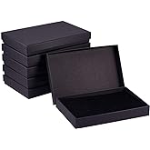 BENECREAT 6 Pack Black Necklace Gift Box 7.8x5x1.2 Cardboard Jewelery Boxes Kraft Paper Box with Sponge for Necklace, Earring, Mother's Day Gift Packaging