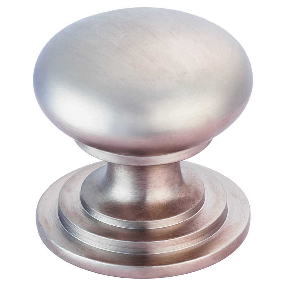 Carlisle Brass Victorian Cabinet Knob 50 mm – Solid Brass Kitchen Cupboard Handles with Satin Nickel Finish - Suitable as Cupboard Handles, Drawer Knobs, Wardrobe & Door Grip