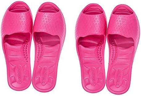 Taiwan Present Amzmax Anti-Slip Slippers for Indoor, Pool and Bathroom, Pink, 2 Pairs, Size M