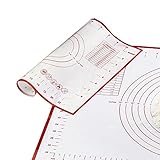 Pastry Mat Pack of 3, Non-slip Reusable Silicone Baking Mats with Measurements and Conversion Charts for Rolling Dough, Cookie Sheet Large 23.62”x 15.75”, Medium 15.75”x 11.81”, Small 10.24” x 11.42”
