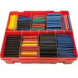 Whatnot Widgets 600 pc 2:1 Heat Shrink Tubing Wrap Kit 27 Total Meters - 6 Sizes 5 Colors - Free Plastic Storage Case - Includes Black Green Yellow Blue Red Color Thin Wall Wire Connector Tube