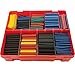 Whatnot Widgets 600 pc 2:1 Heat Shrink Tubing Wrap Kit 27 Total Meters - 6 Sizes 5 Colors - Free Plastic Storage Case - Includes Black Green Yellow Blue Red Color Thin Wall Wire Connector Tube