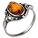 Sterling Silver Amber Oval Ring (Size 9)