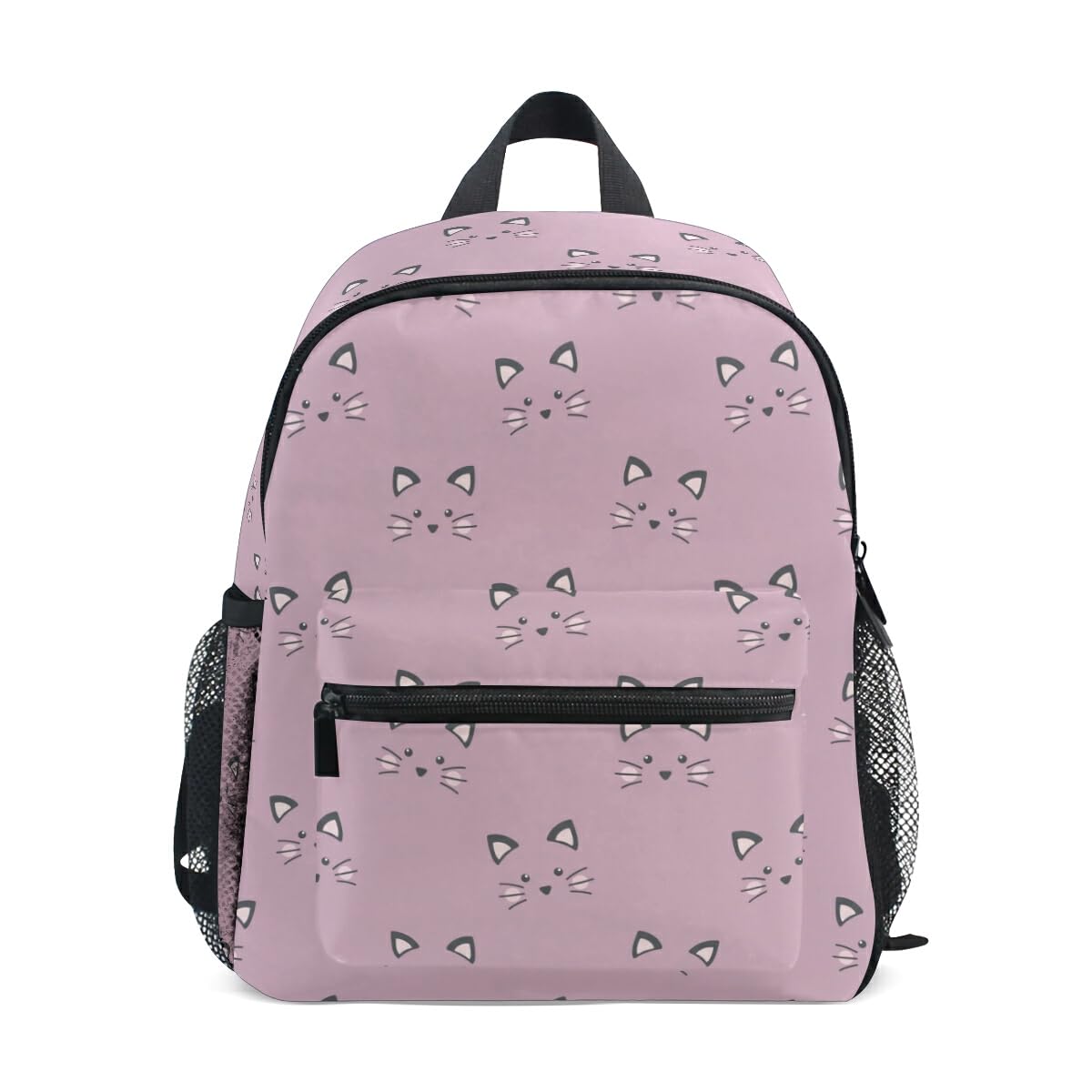 Children's Backpack, Kids Schoolbag Cute Cat Pink Students Bookbag for Boys Girls, Chest Strap