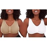 LEADING LADY, The Laurel, Front-Closure Bra for Women, Seamless, Wireless, Full Coverage, Soft Padded Straps, Unlined White