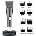 SUMCOO Hair Clippers, Low Noise Cordless Kids Grooming Clippers and Hair Trimmer for Men and Baby with 2 Rechargeable Batteries, Charging Base and 8 Guide Combs (Grey)