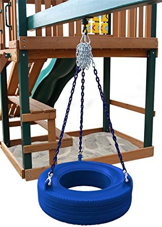 Gorilla Playsets 04-0015-B/B 360° Turbo Tire Swing with Plastic Coated Chains, Spring Clips, and Swivel - Blue