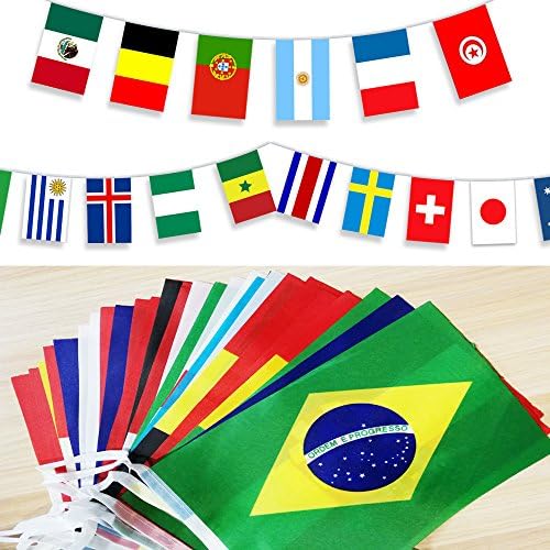 LuHang 2018 World Cup String Flag Banner,Top 32 International Flag Banner of The Group Match, 5.5" x 8.2" Size Decoration for Sports Bar,Restaurant,Fans Party