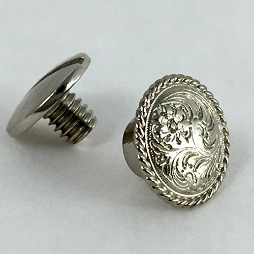 Springfield Leather Company Nickel Plate Decorative Floral Rope Edge Screw Post/Concho 10pk