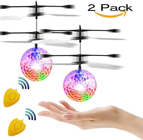 Infrared Induction Helicopter Ball with Shinning LED Lights Up Toys Flying Disco Ball Teenagers Colorful Flying Toy for Boys and Girls (2 Pack) (Flying ball) (flying ball)