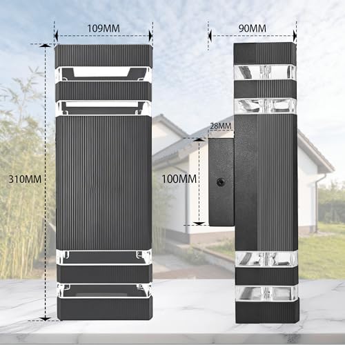 JNR Outdoor Wall Light IP54 Waterproof Wall Light Outdoor Anthracite Grey | Außenlampe Wand 2*5w GU10 3000K Warmweiß LED Glühbirne, 230V Aluminium Außenleuchte Aussenleuchte, Ausenbeleutung Hauswand