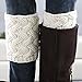 Desen Women's Crochet Leg Warmers Winter Cable Knit Boot Cuffs (Ivory) One Size