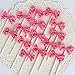 Bow Cupcake Toppers Children's Birthday Baby Shower Party Bow Dots Cupcake Toppers Cake Decoration Supplies Pack of 18