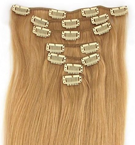 NEW COLOR 27 strawberry blonde honey blonde Real Remy Human Hair Clip In Hair Extensions 18 Inch 7pc 70g【full head advise 3-5sets!】