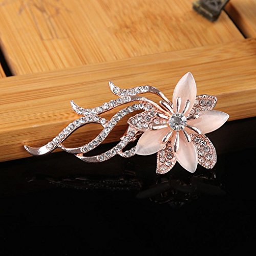 Alonea Brooch Pins, Flowers Crystal Rhinestone Retro Bronze Lapel Pin Brooches Collar (Pink ❤️)