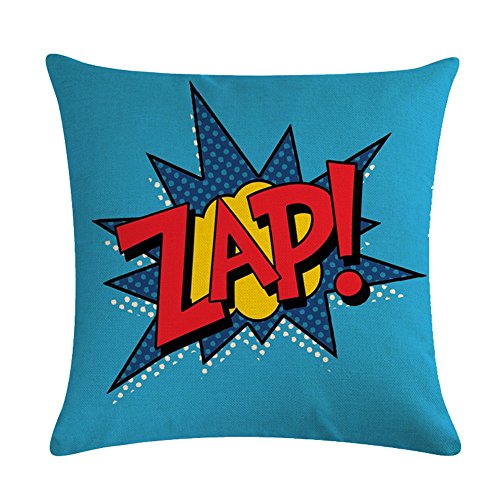 Super Hero Quote Throw Pillow Case Cushion Cover Exclamation Pattern Decorative Square 18x18 Inch Pillowcase Best Gift (Zap!)