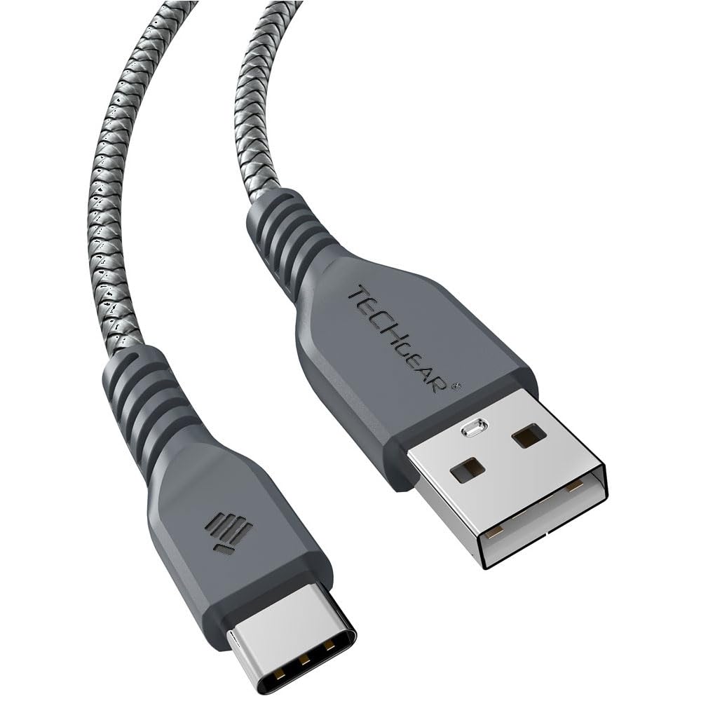 TECHGEAR High Durability Braided USB C Charging Data Cable (1m/3.3ft) for USB Type-C Compatible with iPad Pro 11" 12.9" 13" 2025-2018, Mini 7/6, iPad Air 11"/13"/4th/5th 10.9", iPad 10th/11th - Silver