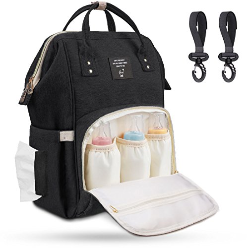 Diaper Bag Backpack with Stroller Straps, Airlab Bag for Baby Large Nappy Bag with Wipes Dispensers for Mom Dad Unisex, Organizer for Bottles, Diaper, Clothes and Changing Pad, Black - Thumbnail 7
