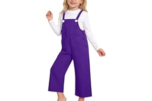 Girls Bib Overalls Summer Outfits Adjustable Strap Long Pants Casual Sleeveless Rompers Jumpsuits with Pockets