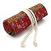 BTSKY Canvas Pencil Roll Wrap (72, Red+Brown)