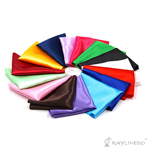 RayLineDo® 15pcs 25 * 20cm Silky Satin Patchwork Fabric Bundle Quilting Wedding Table Decor in 15 Solid Color - Thumbnail 2
