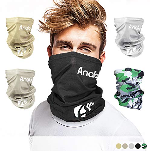 ANALAN Dust Mask Half Face Cover Mask Bandana Neck Gaiter Sun Protection Headwear for Men and Women Girls Boys Outside Sports(Matte Black