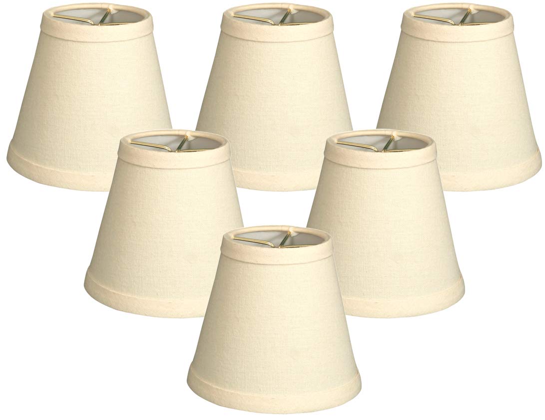 Royal Designs CS-987-5LNEG-6 (6 Pack) Hardback Empire Chandelier Lampshade, 3" x 5" x 4.5", Linen Eggshell
