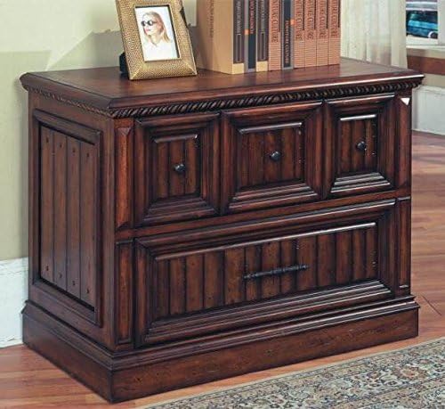 Solid Wood Lateral File Cabinet In Walnut Stain w Two-Drawers