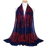Oksale Autumn Women Long Printed Georgette Scarf Wrap Pashmina Shawl Scarves (Red)