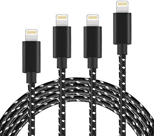 DTLake DFAGR [4 Pack] Lightning Cable, [3FT 6FT 6FT 10FT] Charge Cable Nylon Braided USB Charging and Syncing Cord Compatible with iPhone X/8/8 Plus/7/7 Plus/6S/6S Plus/iPad, etc (Black)