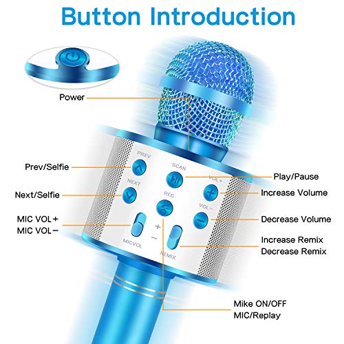 IJO Handheld Bluetooth Karaoke MicrophoneKids Birthday Wireless Mic Singing ToysGifts for Age