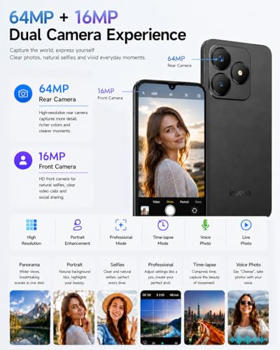 invens NOTE 5G Smartphone, Android 15 SIM Free & Unlocked Mobile Phone, 24GB RAM + 256GB ROM/1TB, 6.75" HD+ Display, 64MP+16MP Camera, 5280mAh/18W, Dual SIM/GPS/OTG/Face ID/Fingerprint/NFC