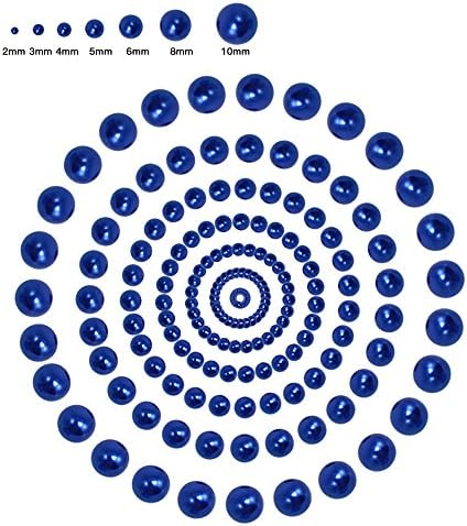 1000pcs Mixed Size 2-10mm Half Round Flatback Imitation Pearls ABS Resin beads (dark blue)