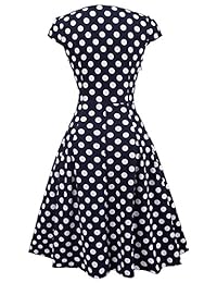 Weijie 1950 's diseño de lunares de la mujer Cap Sleeve clásico Té Vestido