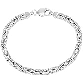 Vanbelle Sterling Silver Jewelry - Rhodium Plated with 925 Stamp - Handmade Classic Byzantine Hollow Chain Bracelet for Men & Women - 8.5 Inches with Lobster Lock