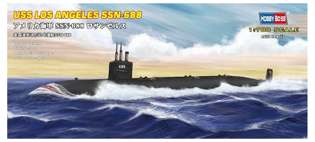Hobbyboss 87014" USS Los Angeles SSN-688 Plastic Model Kit, 1:700 Scale,Navy
