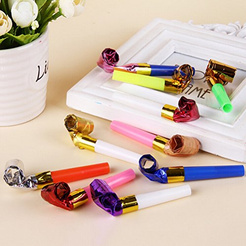 LONG7INES 100 Pcs Funny Party Blowouts Blowers/ Birthday Party Supplies Favors Blowers/ Fun Party Favors, Assorted Colors (100 Pcs)