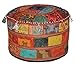 Marubhumi Indian Pouf Stool Vintage Patchwork Embellished with Patchwork Living Room Ottoman Cover, 23 X 13 Inches, Only Cover, Filler not Included