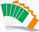 AhfuLife Irish Flags on Sticks 15 Pcs Hand Held Flags Ireland Party Decor