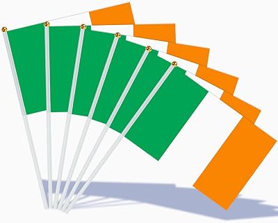 AhfuLife Irish Flags on Sticks 15 Pcs Hand Held Flags Ireland Party Decor
