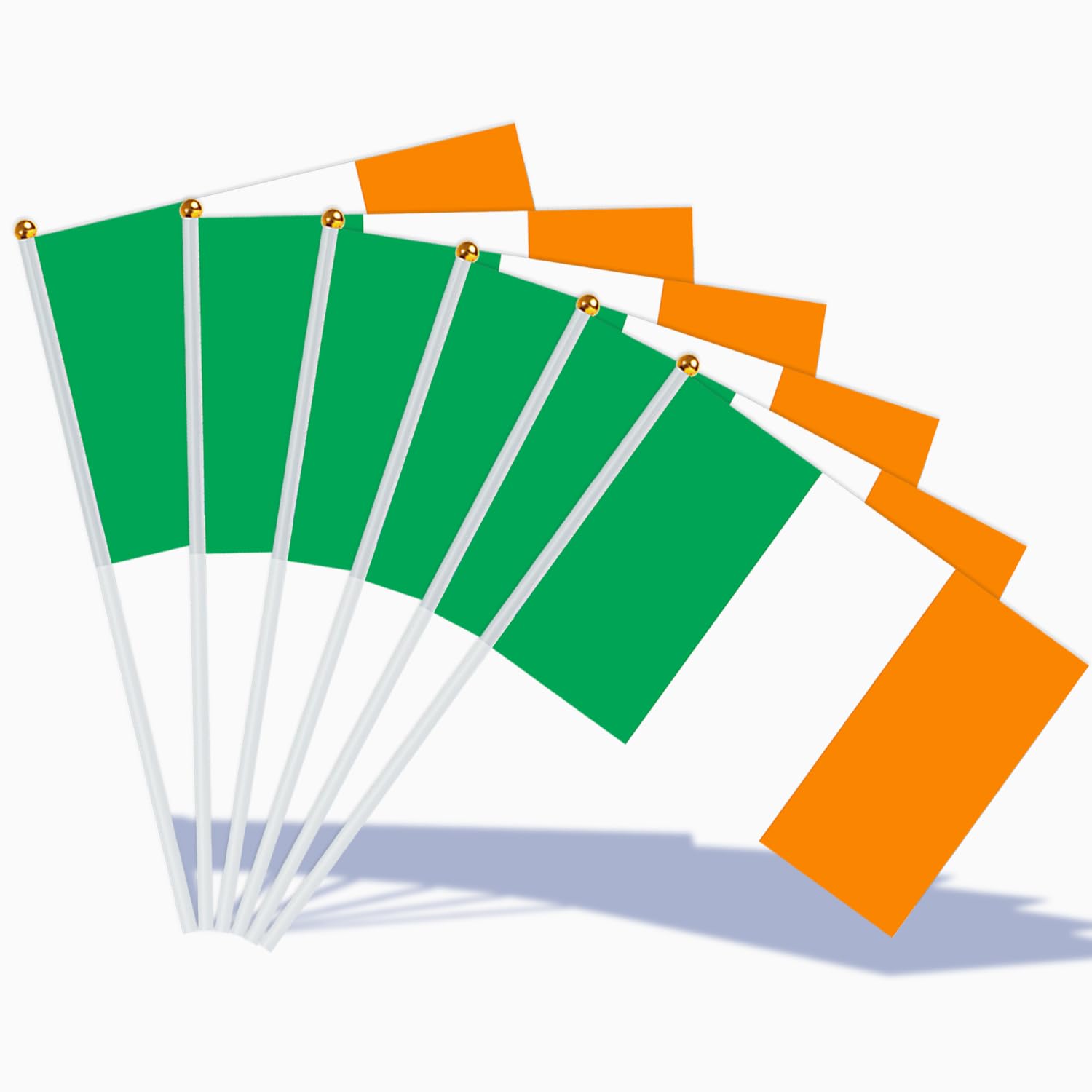 AhfuLife Irish Flags on Sticks for St. Patrick's Day Party Decorations, 30pcs Hand Held Ireland Small Flags for Six Nations Rugby Euro World Cup Football Party Decorations — image 1