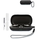 Case for Raycon Open Earbuds – True Wireless Open Ear Bluetooth Headphones, WUNIAK Soft Silicone Protective Portable Scratch Shock Resistant Shell with Cleaner Kit & Carabiner & Lanyard ，Black