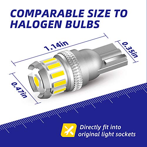 194 LED Bulb, AUTOONE Interior Car Lights 168 2825 W5W T10 Light Bulbs Error Free for Dome Map Parking Trunk Door Courtesy License Plate Lights, 6500K White, Pack of 2