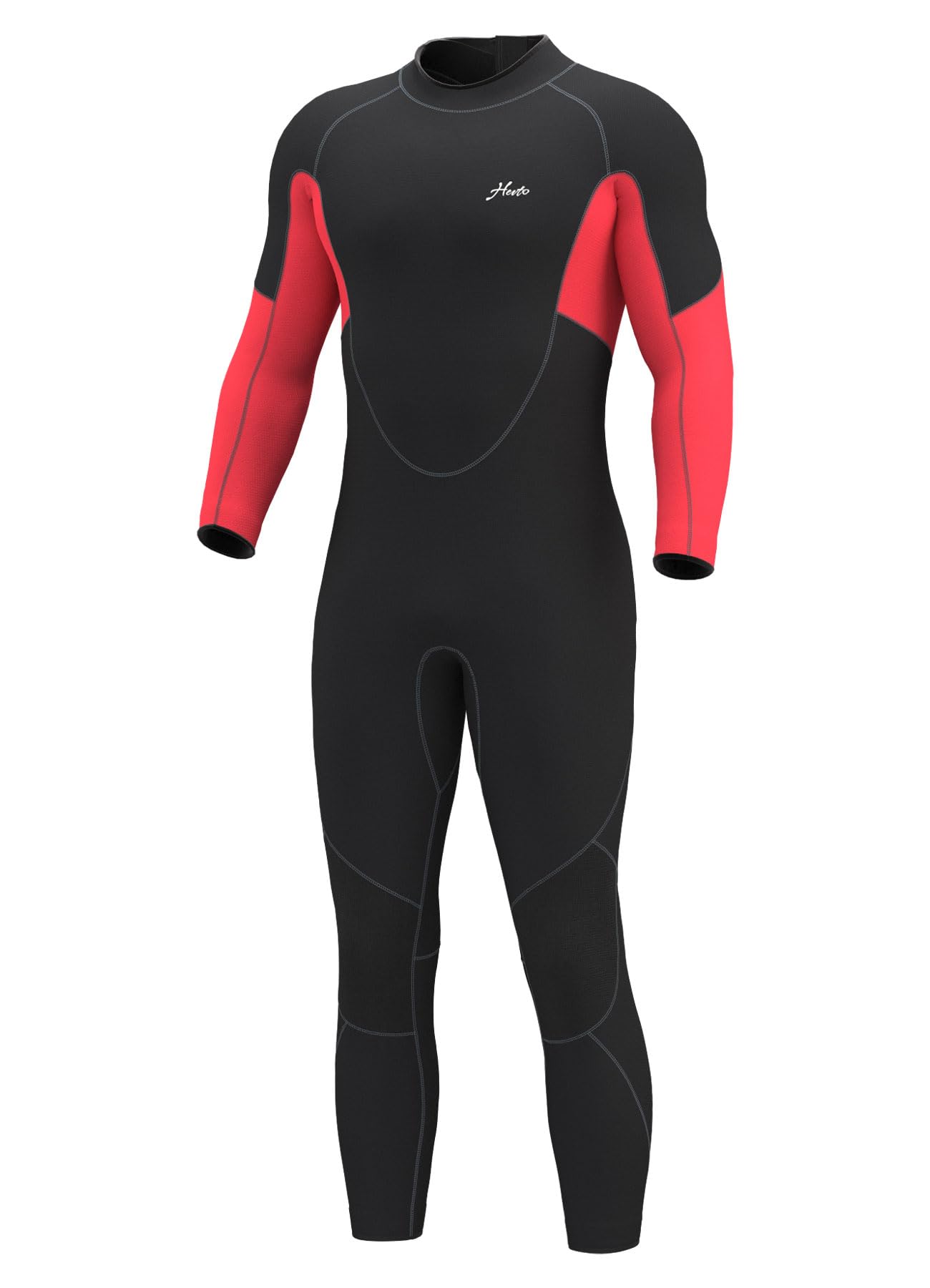 Photo 1 of Hevto Men Wetsuit 5/4mm Neoprene GBS Full Wet Suit in Cold Water Back Zip for Surfing Swimming Diving Kayak SUP (Men Red, M)