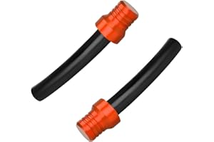 Gasedin 2 PCS Breather Hose Gas Fuel Tank Cap, CNC One Way Tank Valve Vent Tube with Breather Valve, Universal Fuel Gas Cap Vent Tube Breather, Motorcycle Accessories (Orange, Black Hose)