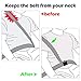 Pack of 4 Seatbelt Adjusters- Universal Auto Shoulder Neck Strap Positioner Locking Clip Protector PU Leather Vehicle Seat Belt Safety Covers for Universal Automotive Belt Strap