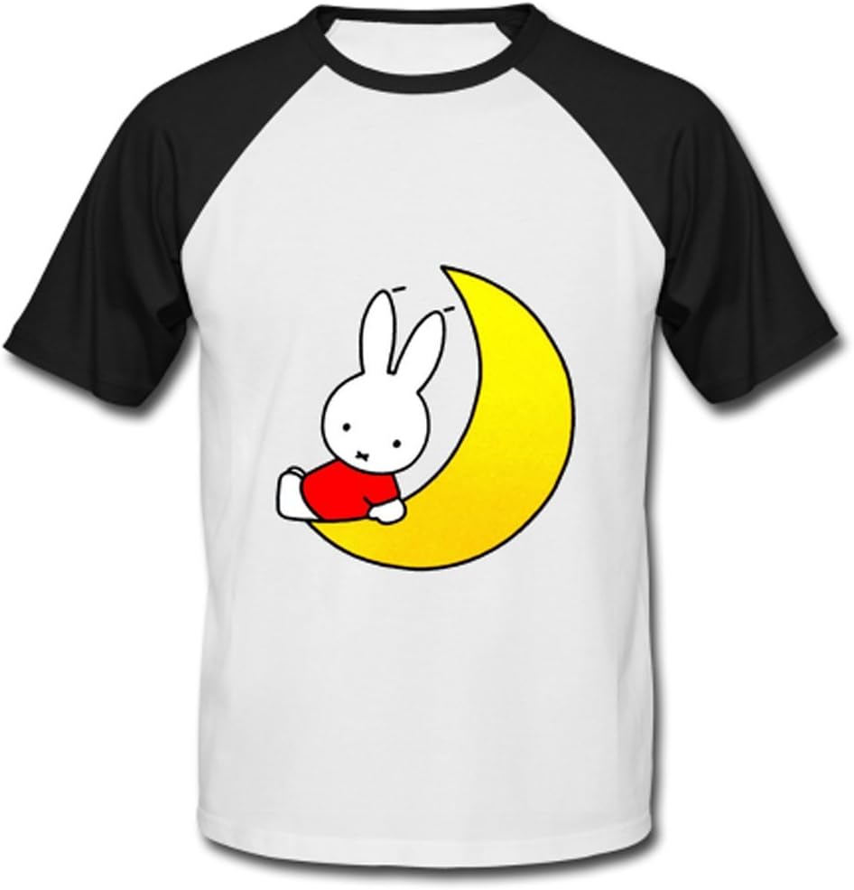 LARger cute rabbit and moon Men's Baseball Shirt