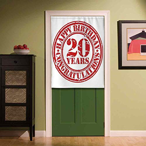 Yoliyana 20th Birthday Decorations Fabric Art Door Curtain Happy