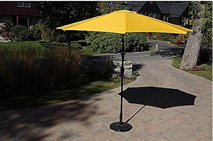 Invezo Impression Luxury Metal Center Pole Patio Umbrella Yellow Color With Base Garden Umbrella Amazon In Home Kitchen